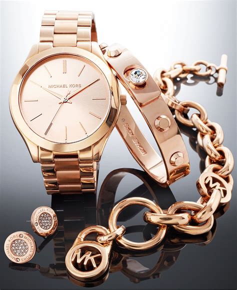 michael kors uhr gold kette|michael kors rose gold set.